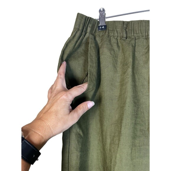 Quince 100% European Linen Pants Martini Olive Size LG Women's Green Wide Leg - Picture 3 of 13